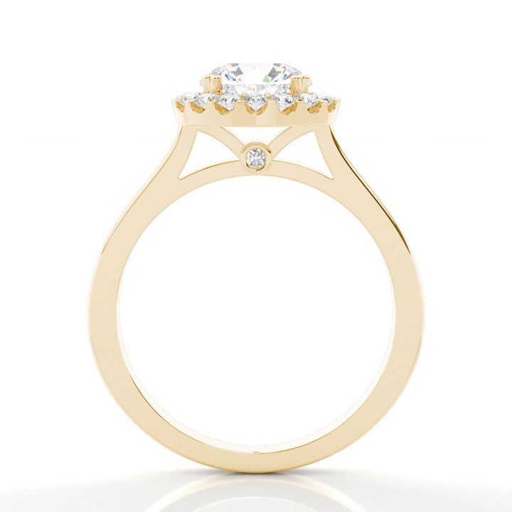 Round Prong Setting Split Shank Diamond Halo Ring