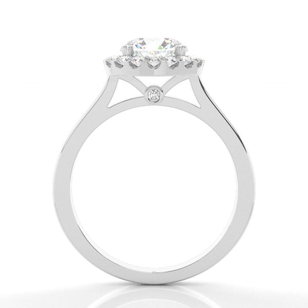 Round Prong Setting Split Shank Diamond Halo Ring