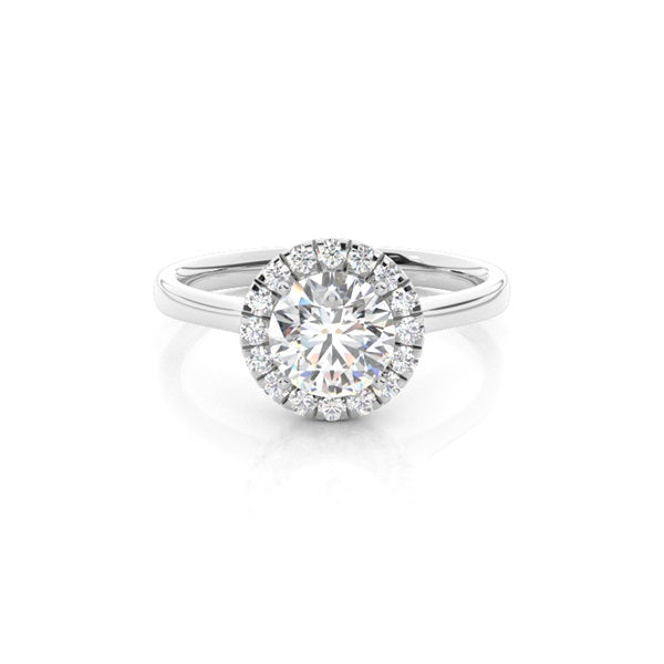 Round Prong Setting Side Stone Halo Ring