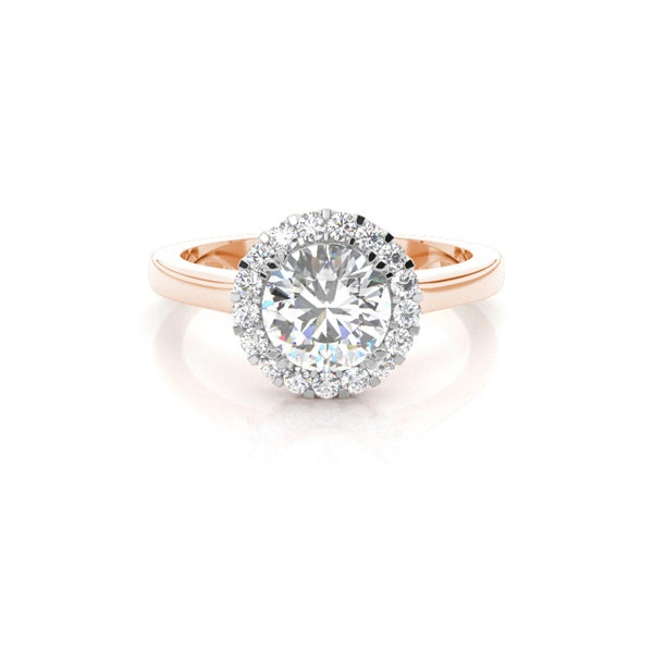 Round Prong Setting Split Shank Diamond Halo Ring