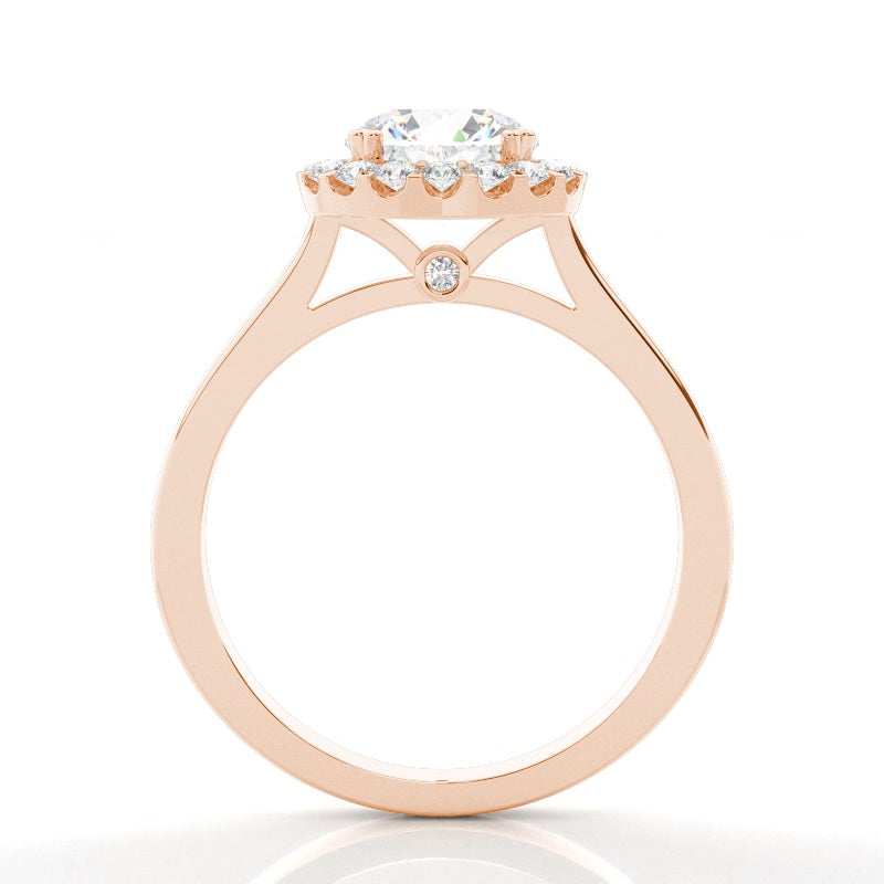 Round Prong Setting Split Shank Diamond Halo Ring