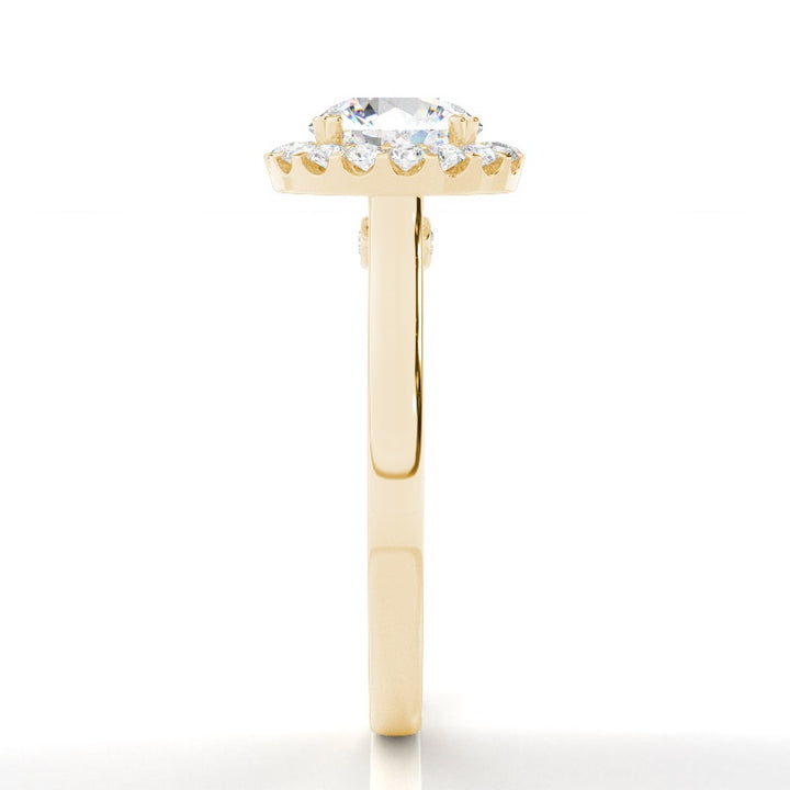 Round Prong Setting Split Shank Diamond Halo Ring