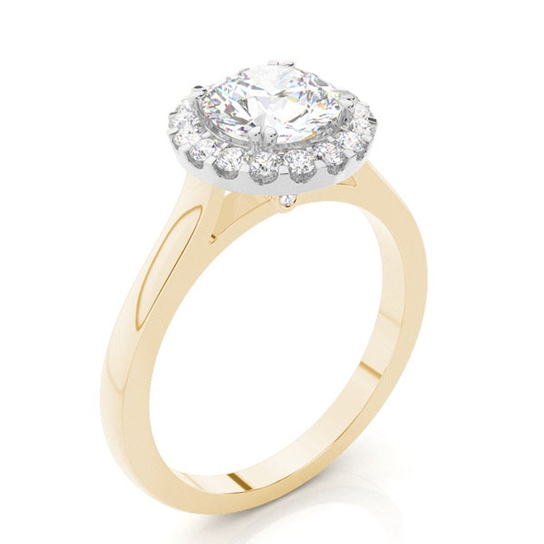 Round Prong Setting Split Shank Diamond Halo Ring