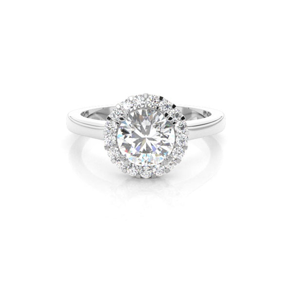 Round Prong Setting Split Shank Diamond Halo Ring