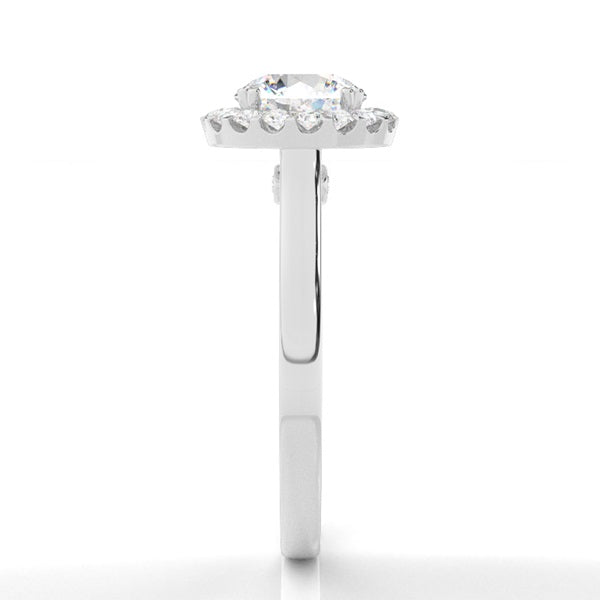 Round Prong Setting Split Shank Diamond Halo Ring