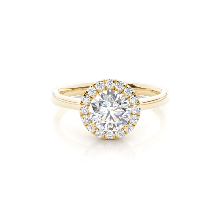 Round Prong Setting Side Stone Halo Ring