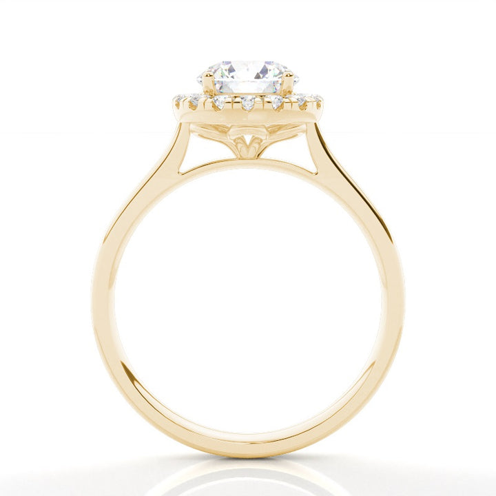 Round Prong Setting Side Stone Halo Ring