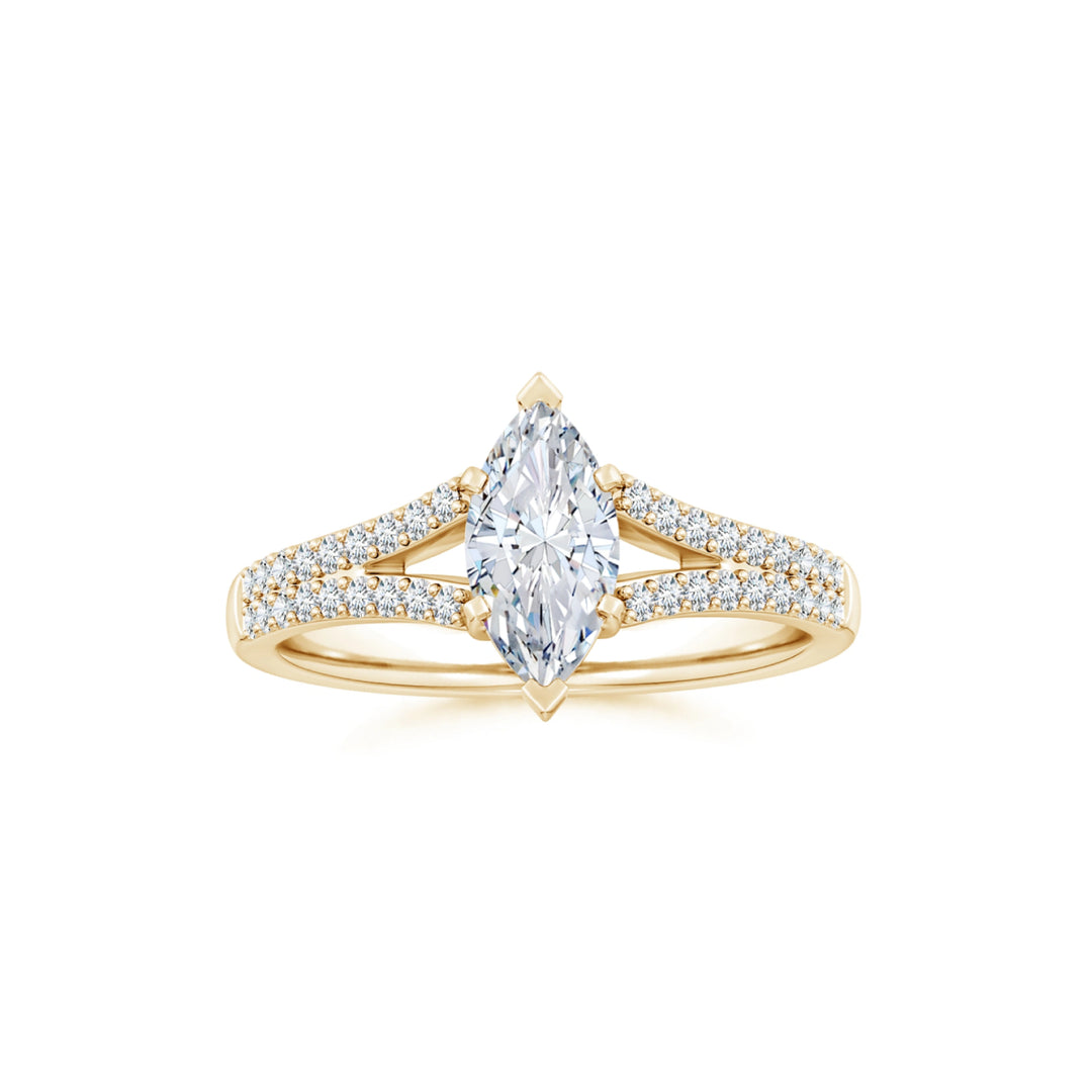 Marquise Solitaire Split Shank Engagement Ring