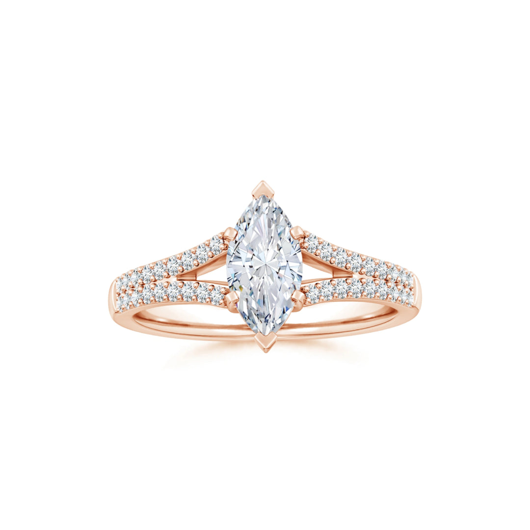 Marquise Solitaire Split Shank Engagement Ring