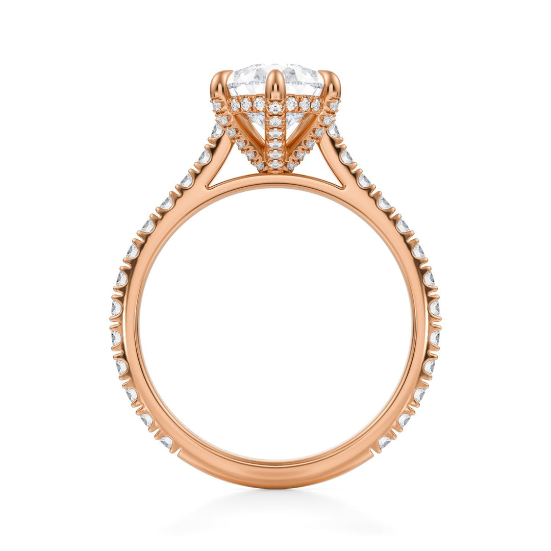 Pear Pave Cathedral Ring With Pave Basket (1.00-1.15 Carat F-VS2)