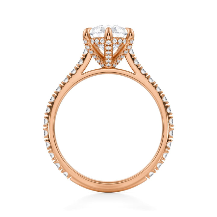 Pear Pave Cathedral Ring With Pave Basket (1.00-1.15 Carat F-VS2)