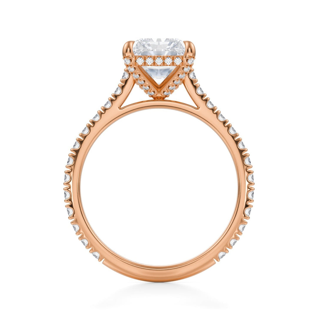 Radiant Pave Cathedral Ring With Pave Basket (1.00-1.15 Carat F-VS2)