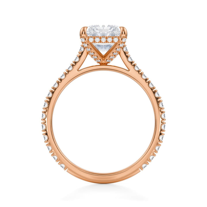 Radiant Pave Cathedral Ring With Pave Basket (1.00-1.15 Carat F-VS2)