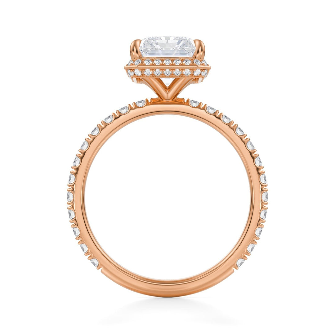 Radiant Knife Edge Halo With Pave Ring (1.00-1.15 Carat F-VS2)