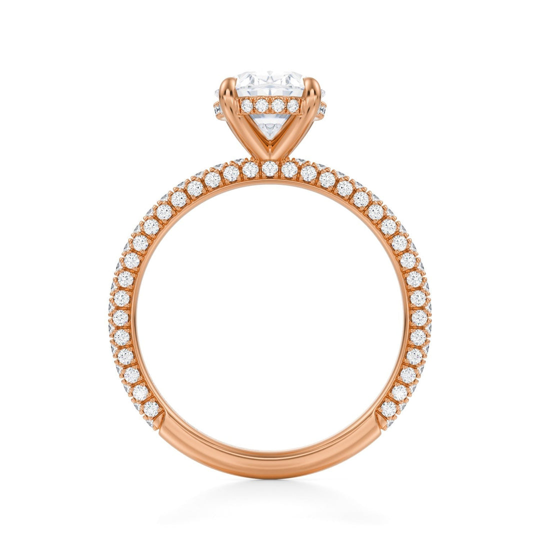 Oval Hidden Halo With Trio Pave Ring (1.00-1.15 Carat F-VS2)