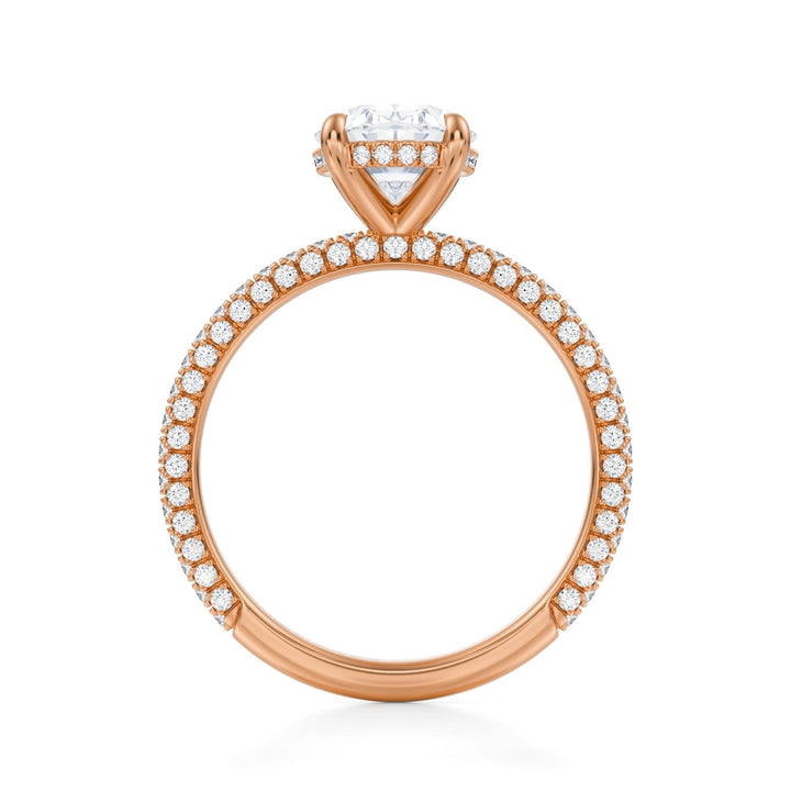 Oval Hidden Halo With Trio Pave Ring (1.00-1.15 Carat F-VS2)