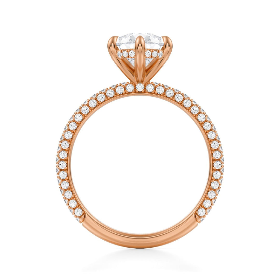 Pear Hidden Halo With Trio Pave Ring (1.00-1.15 Carat F-VS2)