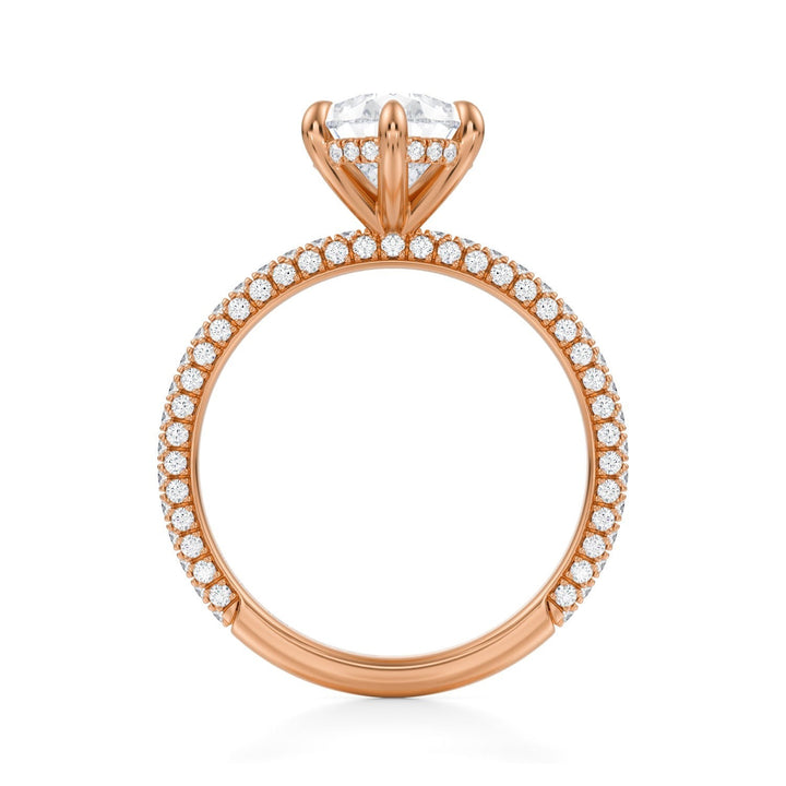 Pear Hidden Halo With Trio Pave Ring (1.00-1.15 Carat F-VS2)