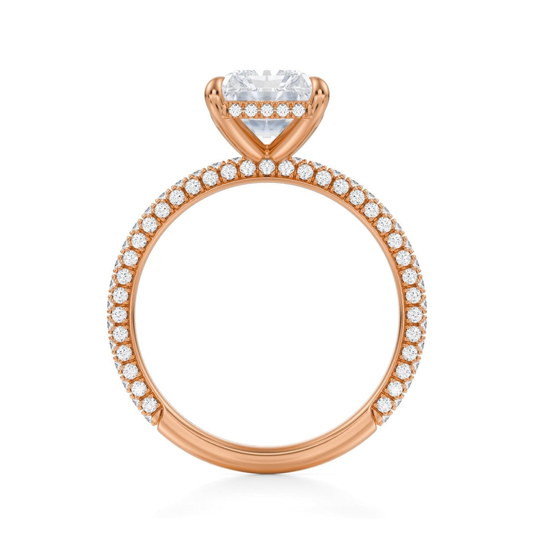 Radiant Hidden Halo With Trio Pave Ring (1.00-1.15 Carat F-VS2)