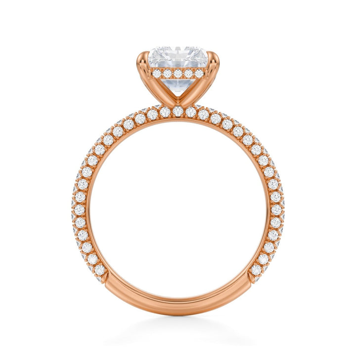 Radiant Hidden Halo With Trio Pave Ring (1.00-1.15 Carat F-VS2)