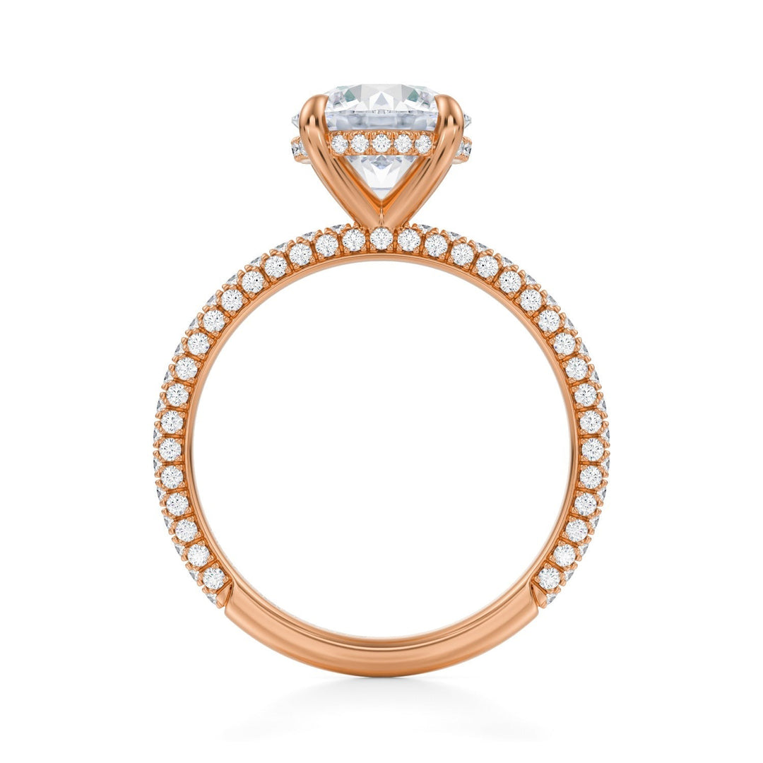 Round Hidden Halo With Trio Pave Ring (1.00-1.15 Carat F-VS2)