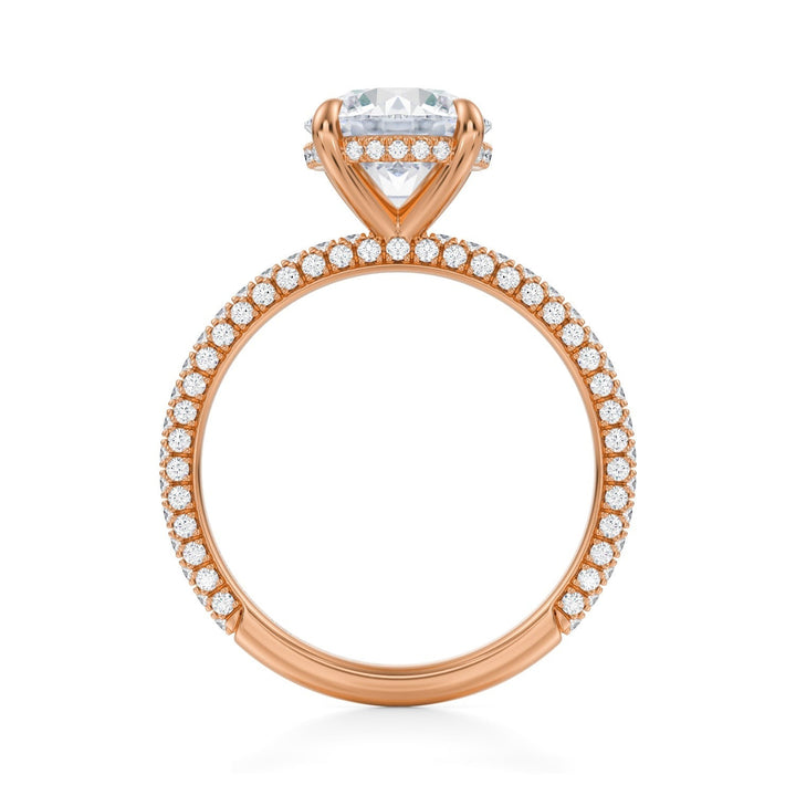 Round Hidden Halo With Trio Pave Ring (1.00-1.15 Carat F-VS2)