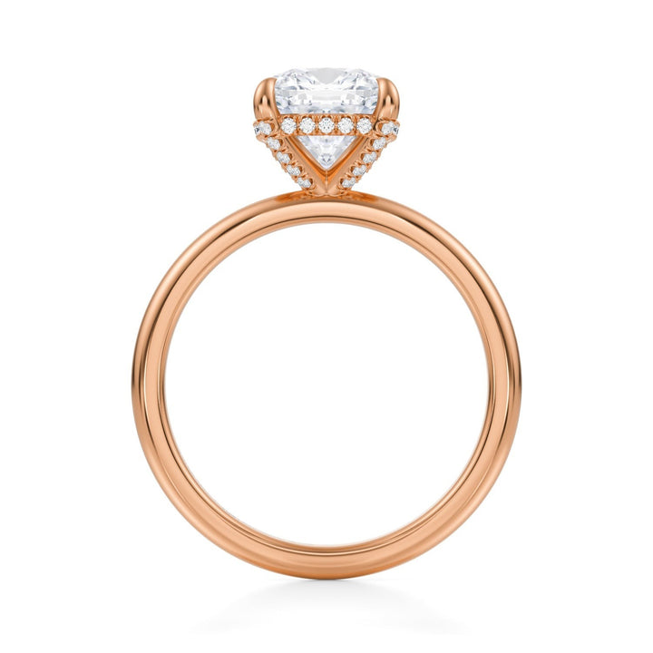 Cushion Solitaire Ring With Pave Basket (1.00-1.15 Carat F-VS2)