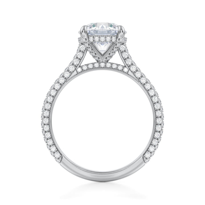 Round Trio Pave Cathedral Ring With Pave Basket (1.00-1.15 Carat F-VS2)