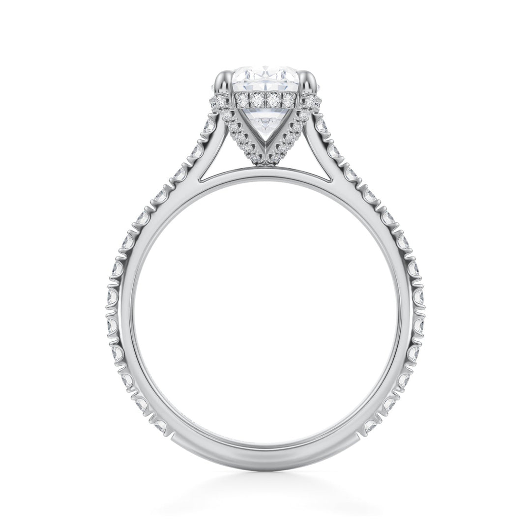 Oval Pave Cathedral Ring With Pave Basket (1.00-1.15 Carat F-VS2)