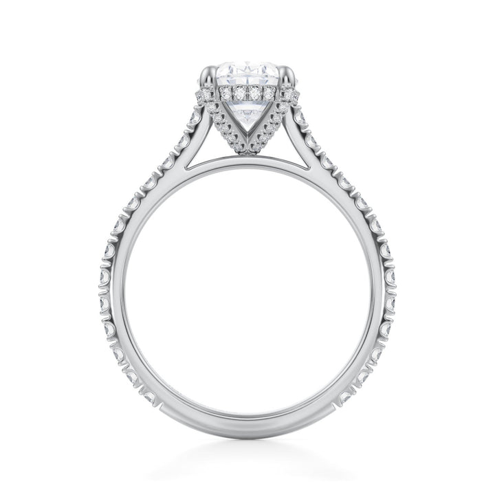 Oval Pave Cathedral Ring With Pave Basket (1.00-1.15 Carat F-VS2)