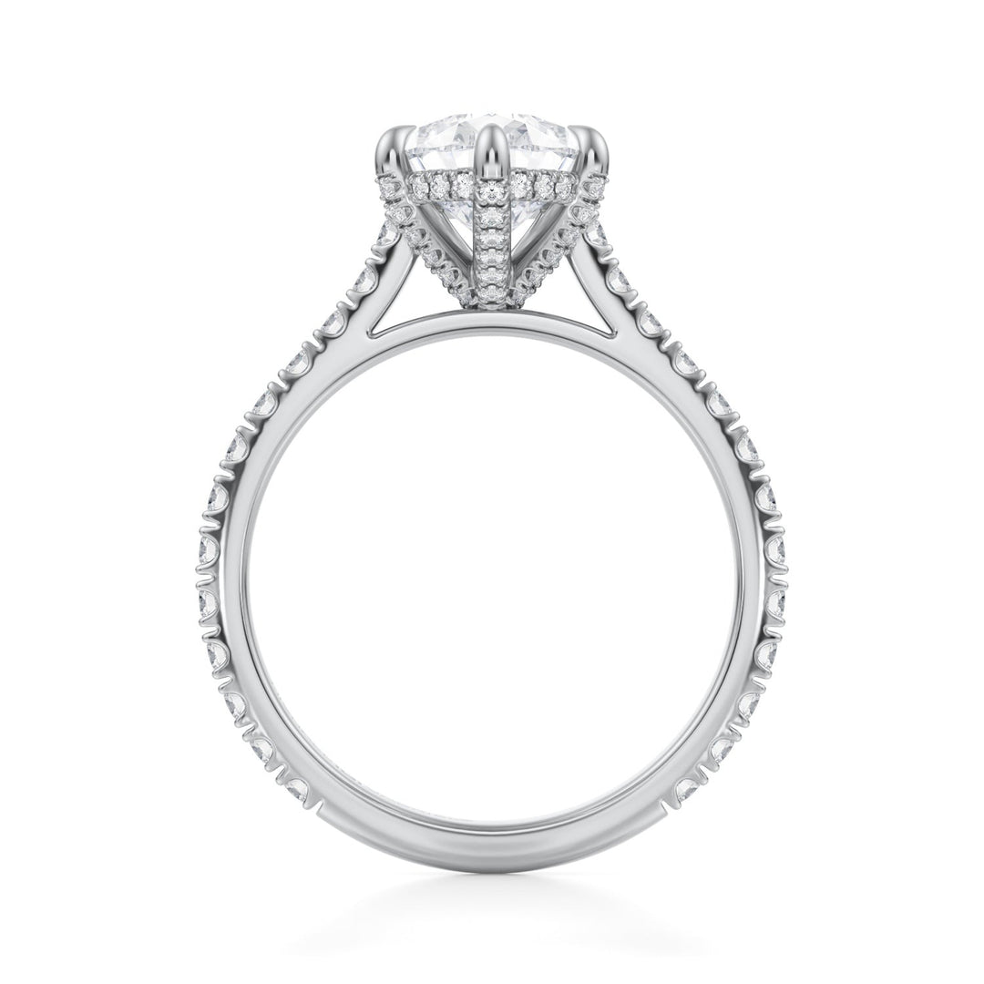 Pear Pave Cathedral Ring With Pave Basket (1.00-1.15 Carat F-VS2)