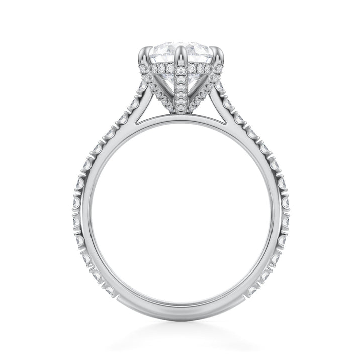 Pear Pave Cathedral Ring With Pave Basket (1.00-1.15 Carat F-VS2)