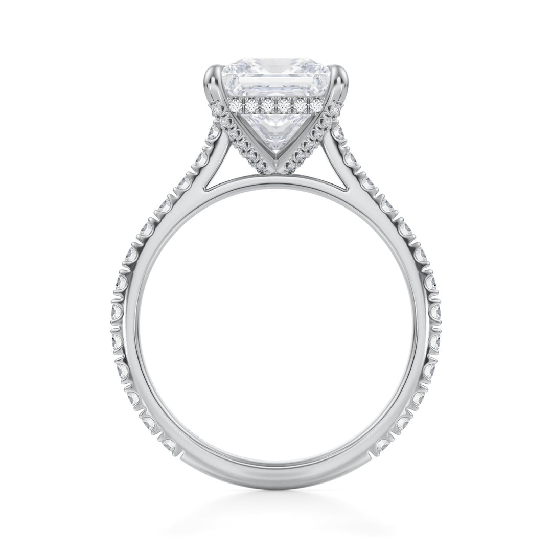 Princess Pave Cathedral Ring With Pave Basket (1.00-1.15 Carat F-VS2)