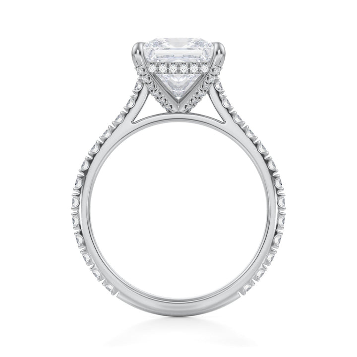 Princess Pave Cathedral Ring With Pave Basket (1.00-1.15 Carat F-VS2)