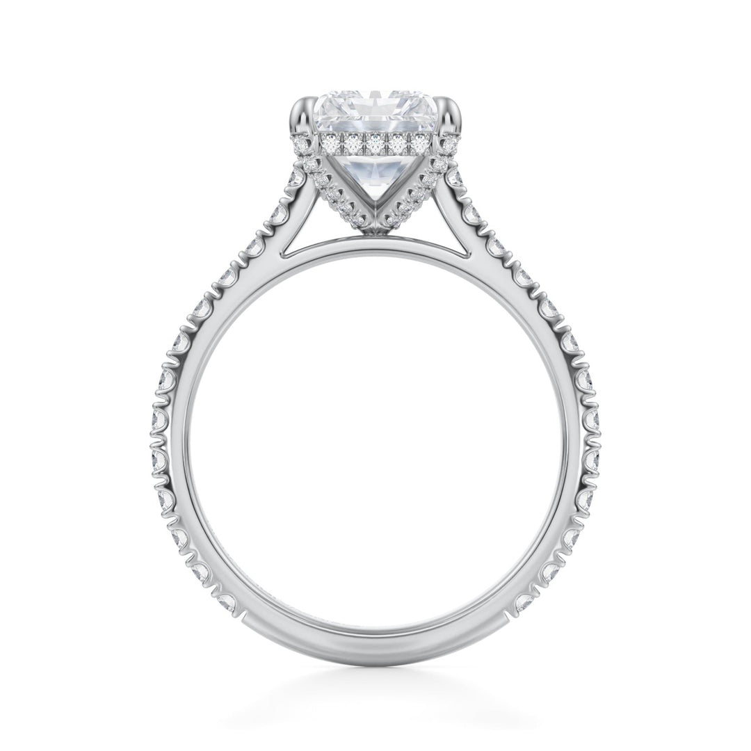 Radiant Pave Cathedral Ring With Pave Basket (1.00-1.15 Carat F-VS2)