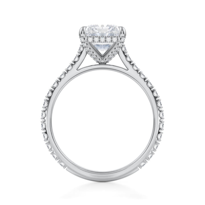 Radiant Pave Cathedral Ring With Pave Basket (1.00-1.15 Carat F-VS2)