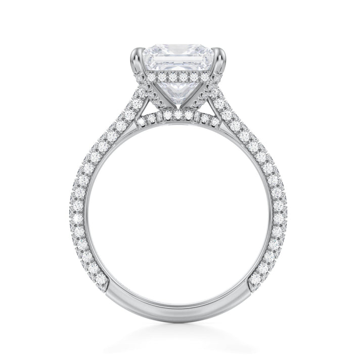 Princess Trio Pave Cathedral Ring With Low Pave Basket (1.00-1.15 Carat F-VS2)