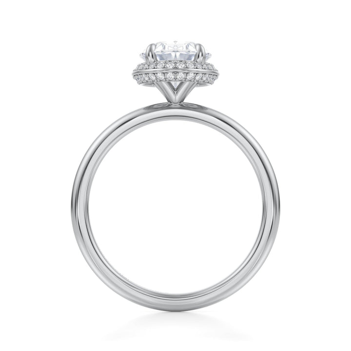 Oval Knife Edge Halo With Solitaire Ring (1.00-1.15 Carat F-VS2)