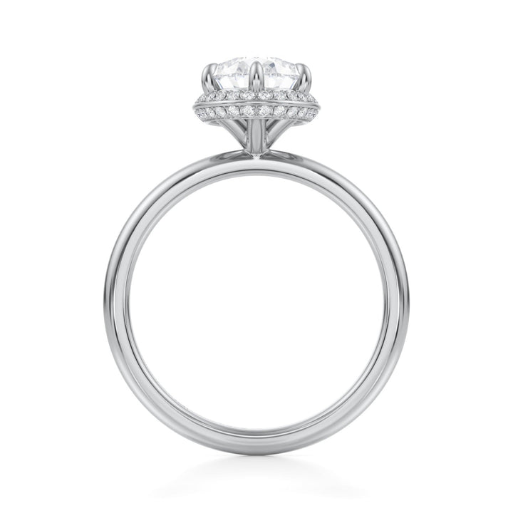 Pear Knife Edge Halo With Solitaire Ring (1.00-1.15 Carat F-VS2)