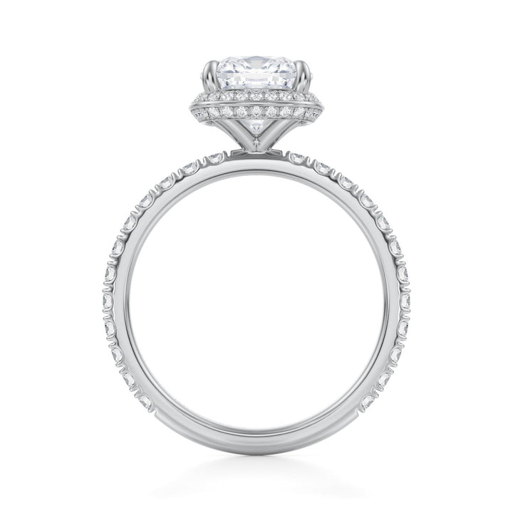 Cushion Knife Edge Halo With Pave Ring (1.00-1.15 Carat F-VS2)