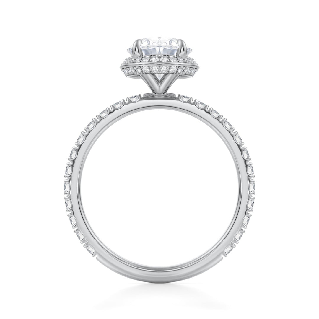 Oval Knife Edge Halo With Pave Ring (1.00-1.15 Carat F-VS2)