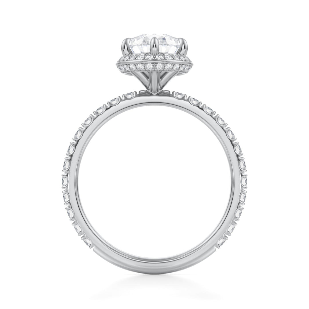 Pear Knife Edge Halo With Pave Ring (1.00-1.15 Carat F-VS2)