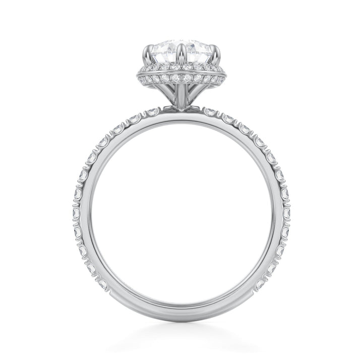 Pear Knife Edge Halo With Pave Ring (1.00-1.15 Carat F-VS2)