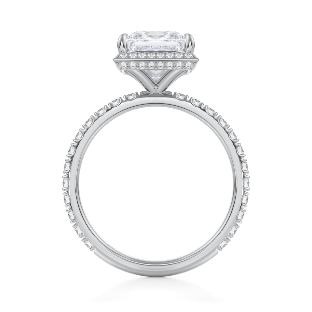 Princess Knife Edge Halo With Pave Ring (1.00-1.15 Carat F-VS2)