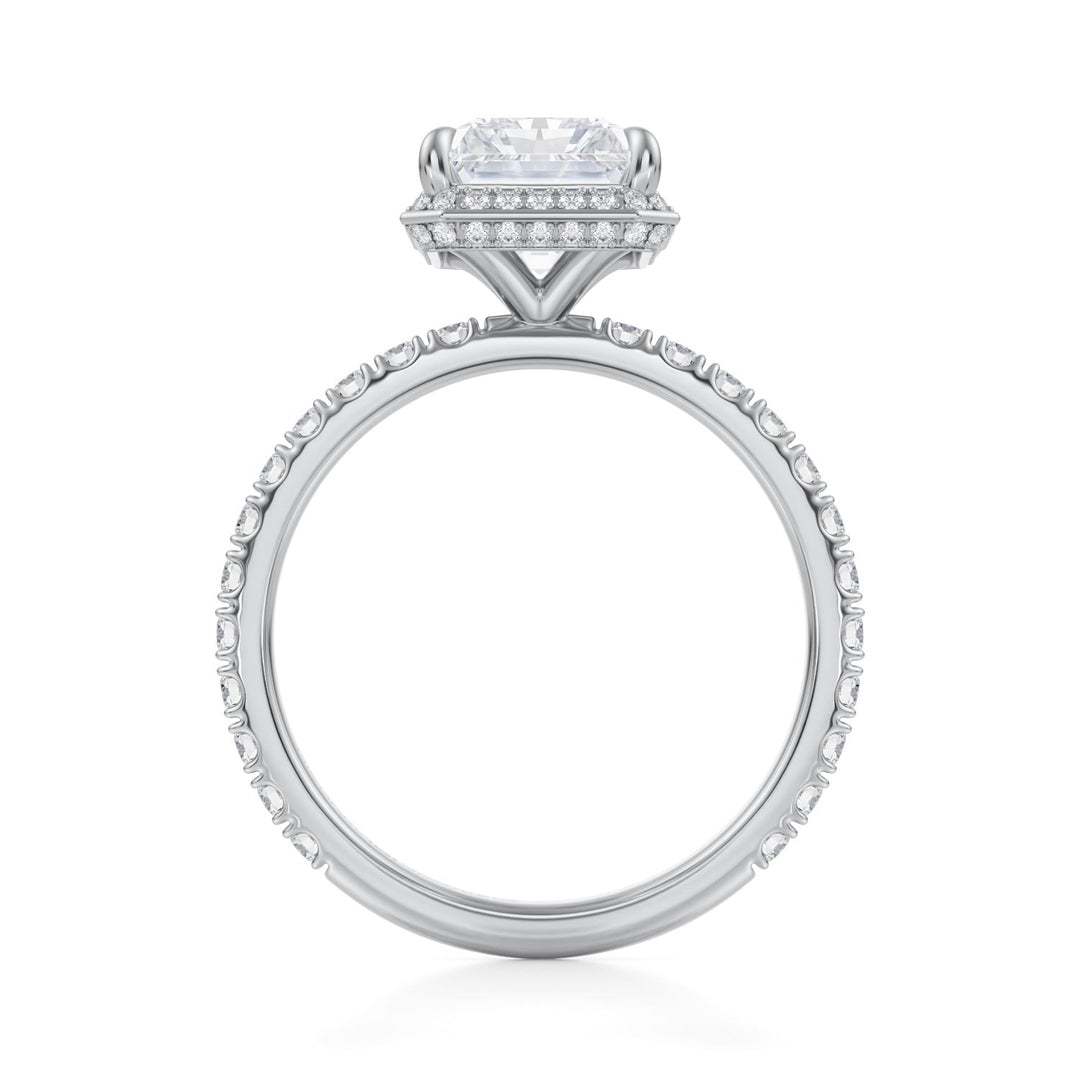 Radiant Knife Edge Halo With Pave Ring (1.00-1.15 Carat F-VS2)