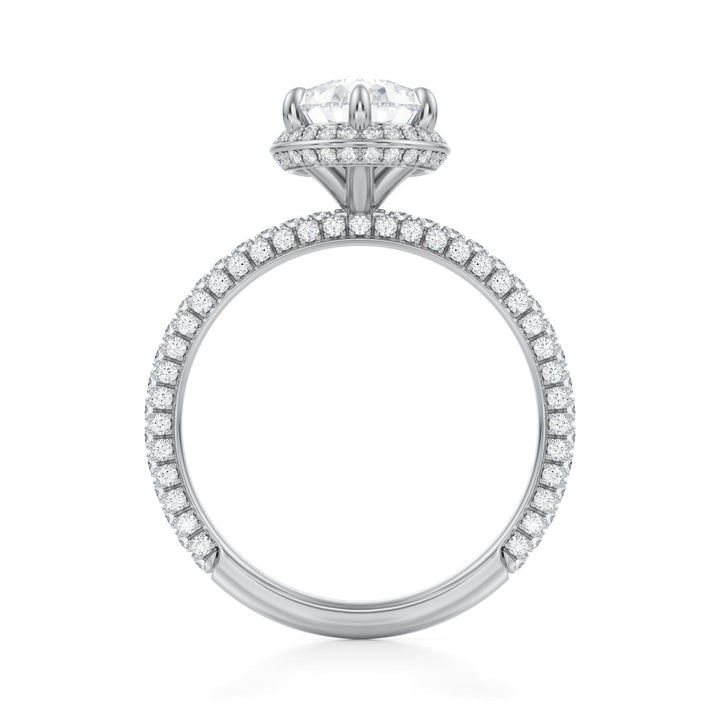 Pear Knife Edge Halo With Trio Pave Ring (1.00-1.15 Carat F-VS2)