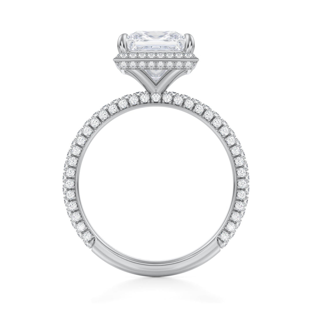 Princess Knife Edge Halo With Trio Pave Ring (1.00-1.15 Carat F-VS2)