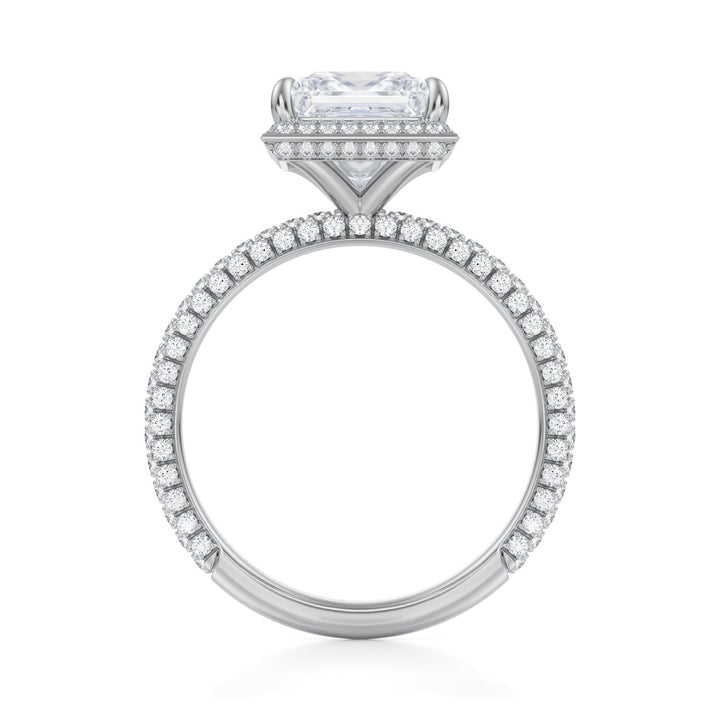 Princess Knife Edge Halo With Trio Pave Ring (1.00-1.15 Carat F-VS2)