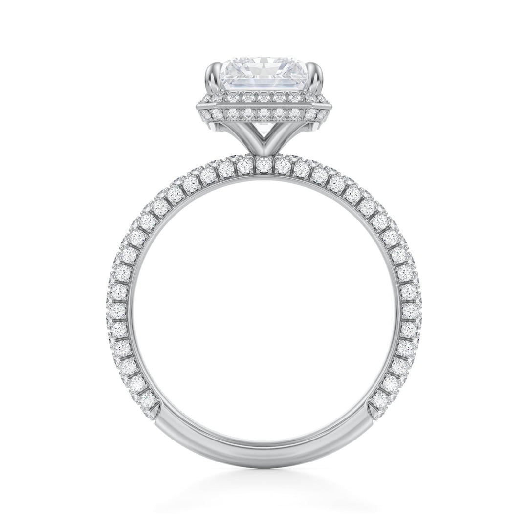 Radiant Knife Edge Halo With Trio Pave Ring (1.00-1.15 Carat F-VS2)