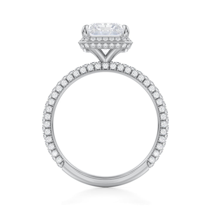 Radiant Knife Edge Halo With Trio Pave Ring (1.00-1.15 Carat F-VS2)